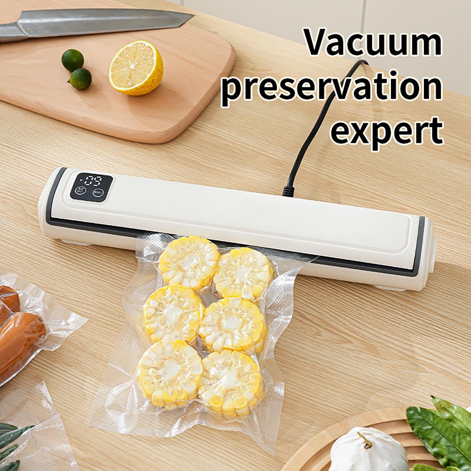 Vacuum Sealer Machine | Compact Design | One-Touch Automatic | Seal in 10-20 Seconds | Dry, Moist, Wet, and Cold Modes | With 10 Vacuum Bags & Built-in Cutter