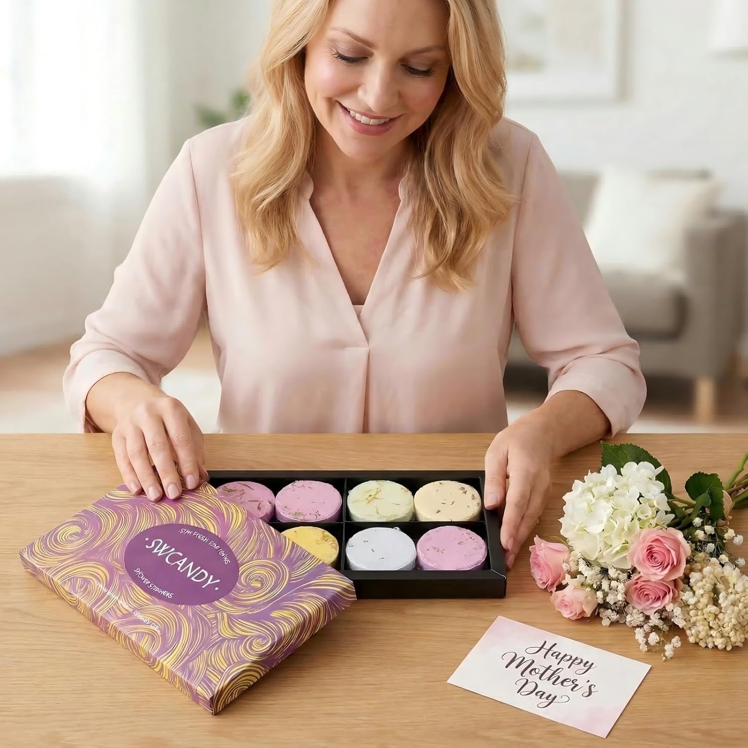Shower Steamers Aromatherapy Birthday Gifts for Women - SWCANDY 8 Pcs Mothers Day Gifts, Mom Wife Daughter Grandma Sister Her Self Care with Natural Essential Oils Relaxation Home SPA Travel Holidays
