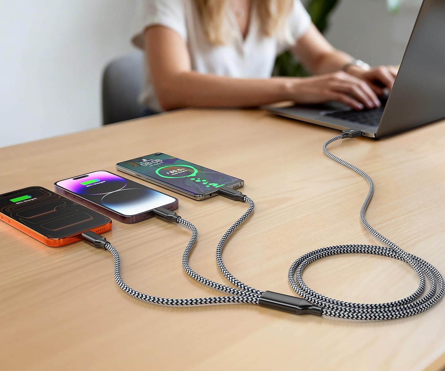 IDISON Multi Charging Cable (2Pack 6ft), 3 in 1 Charging Cable Travel Essentials Nylon Braided Cord USB Port iPhone Charger Cord with Type C Micro Lightning USB for Apple iPhone Android Phone