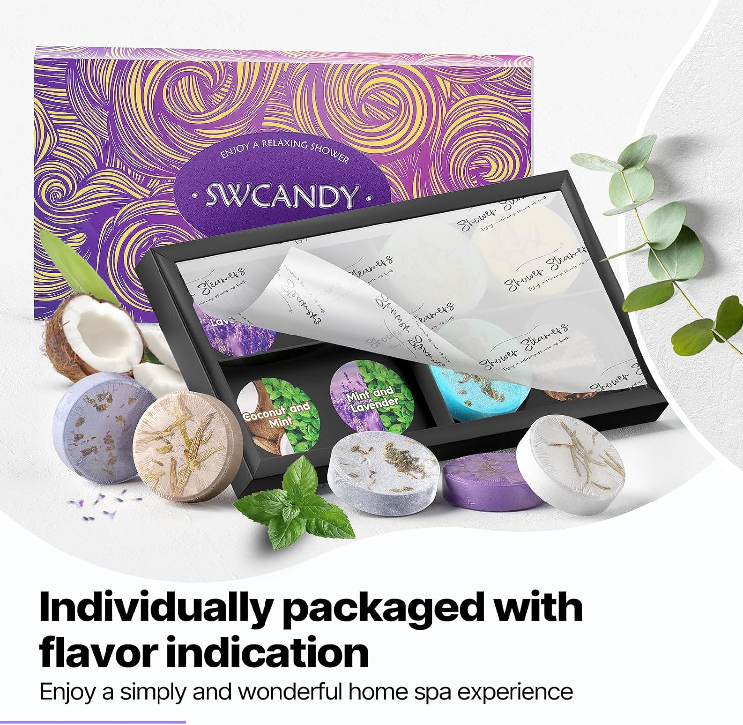 Shower Steamers Aromatherapy Birthday Gifts for Women - SWCANDY 8 Pcs Mothers Day Gifts, Mom Wife Daughter Grandma Sister Her Self Care with Natural Essential Oils Relaxation Home SPA Travel Holidays