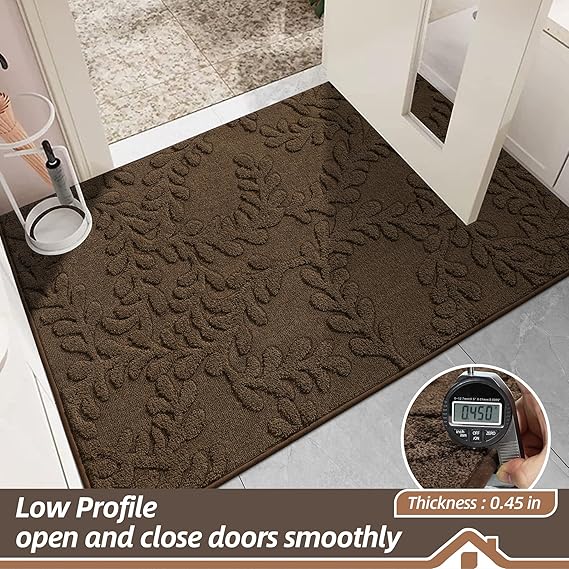 BEQHAUSE Door Mats 20”x32”, Non-Slip TPR Backing Entryway Doormat, Super Absorbent Welcome Mat for Front Door, Mud Shoes & Paws, Washable Entry Rugs, Brown