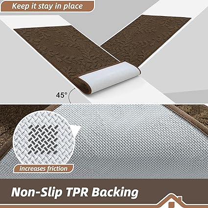 BEQHAUSE Door Mats 20”x32”, Non-Slip TPR Backing Entryway Doormat, Super Absorbent Welcome Mat for Front Door, Mud Shoes & Paws, Washable Entry Rugs, Brown