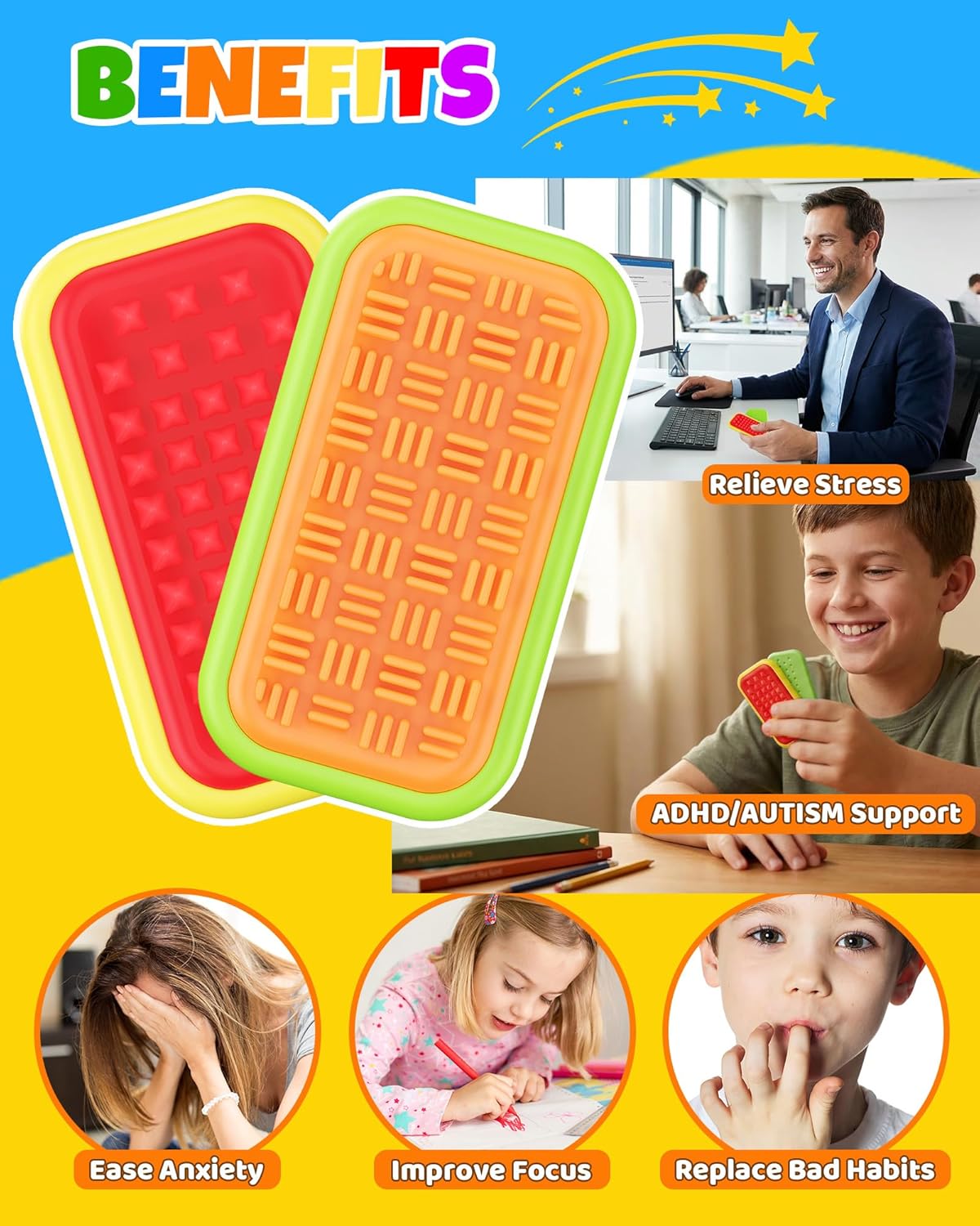 Magnetic Sensory Fidget Toys – Prism Rise & Pulse Line Style Silicone Sliders for Anxiety Relief, Autism & Office Focus, Travel Desk Must-Have for Adults & Kids
