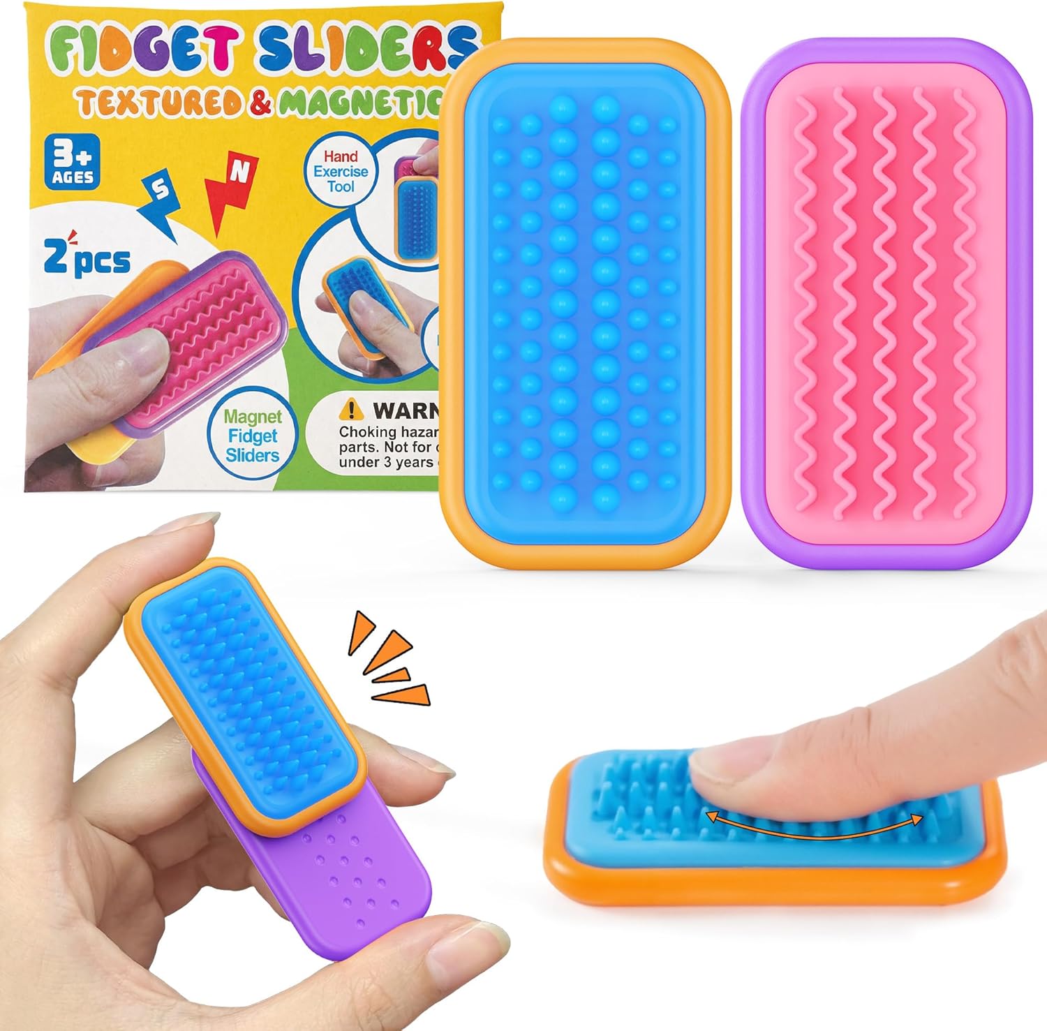 Magnetic Sensory Fidget Toys – Prism Rise & Pulse Line Style Silicone Sliders for Anxiety Relief, Autism & Office Focus, Travel Desk Must-Have for Adults & Kids