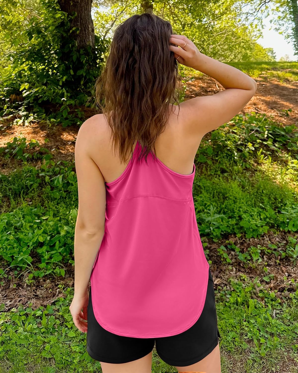 G4Free Running Tops for Women Spaghetti Workout Tank Fast Dry Athletic Racerback Gym Yoga Tanks Lightweight Summer Activewear (Hot Pink,XL,)