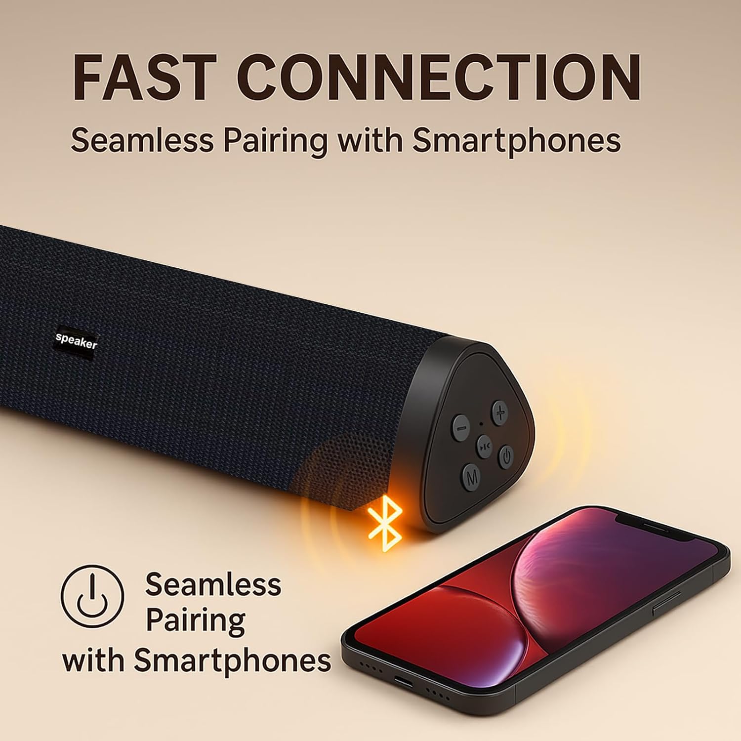 Home Bluetooth Speaker Portable Wireless Sound Bar, Home Theater Speaker System Compatible for PC, Laptop, Smartphones (Black)