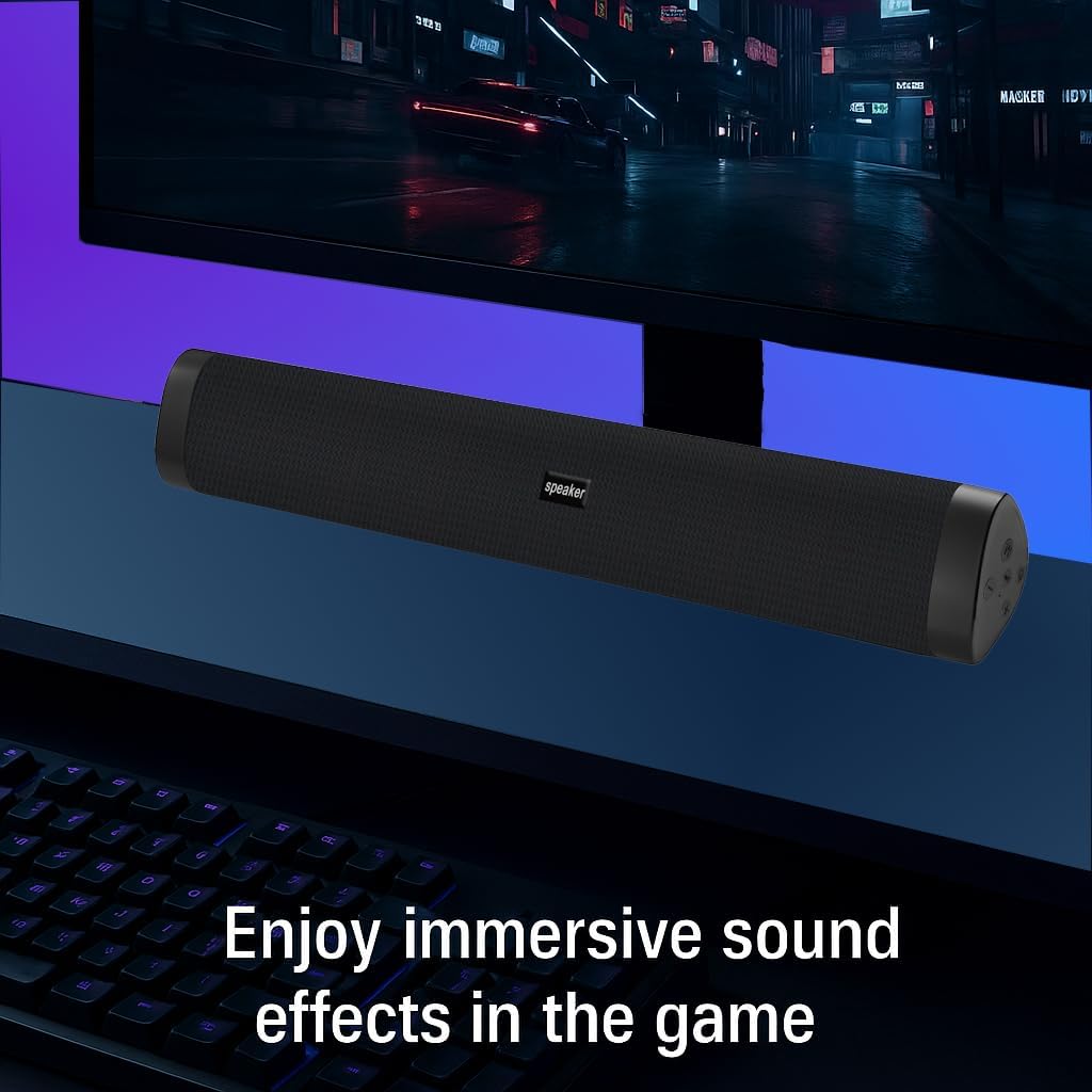 Home Bluetooth Speaker Portable Wireless Sound Bar, Home Theater Speaker System Compatible for PC, Laptop, Smartphones (Black)