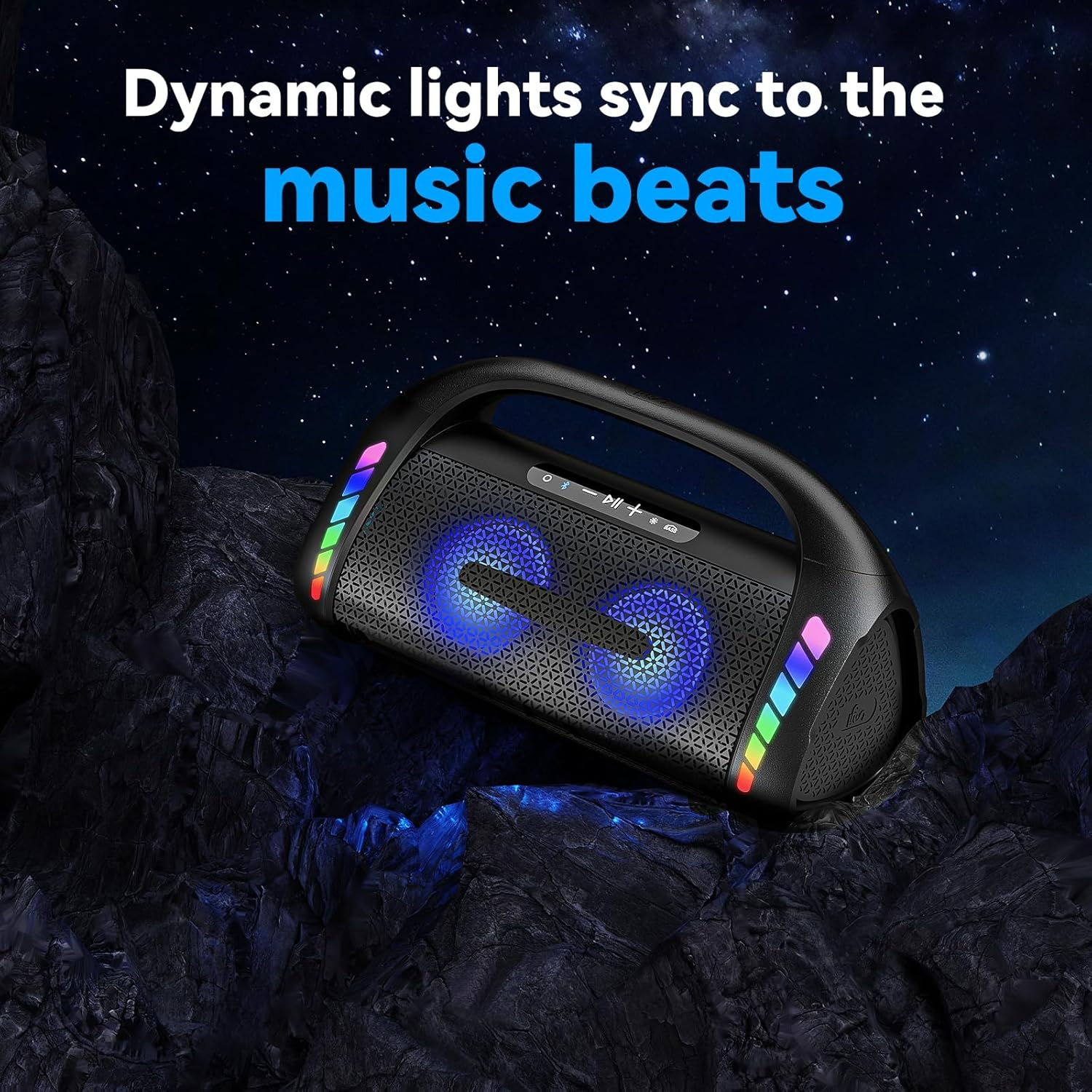 LFS Bluetooth Speaker,100W Loud Speakers Bluetooth Wireless with Deep Bass, LED Lights, IPX6 Waterproof, 30H Playtime, Portable Outdoor Speaker Boombox for Camping,Beach, Party