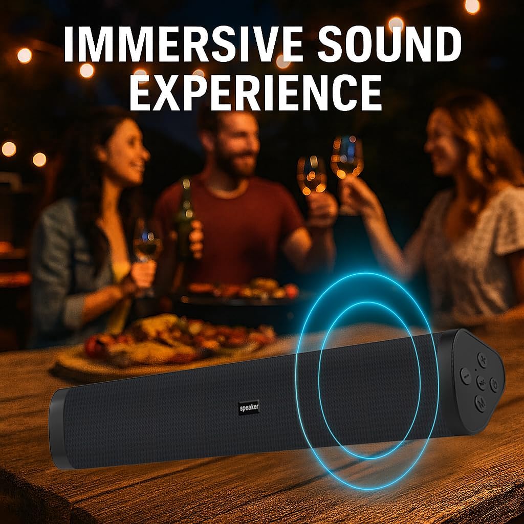 Home Bluetooth Speaker Portable Wireless Sound Bar, Home Theater Speaker System Compatible for PC, Laptop, Smartphones (Black)