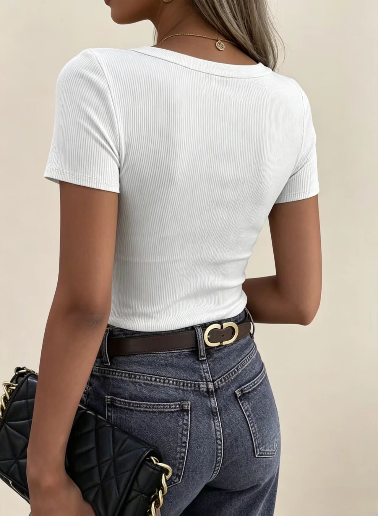 GKBK Women's Ribbed Short Sleeve Tee, Scoop Neck Slim Fitted Basic Top, Casual Summer Spring Trendy Shirt 2026