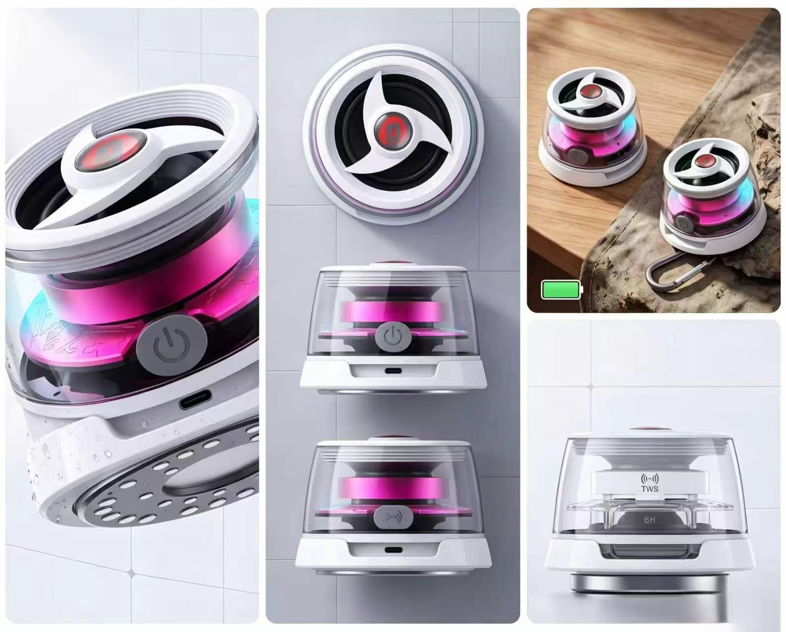 Magnetic Cyber Bluetooth Speaker-Compact-RGB-HiFi Bass-6H Play-TWS-Home&Outdoor