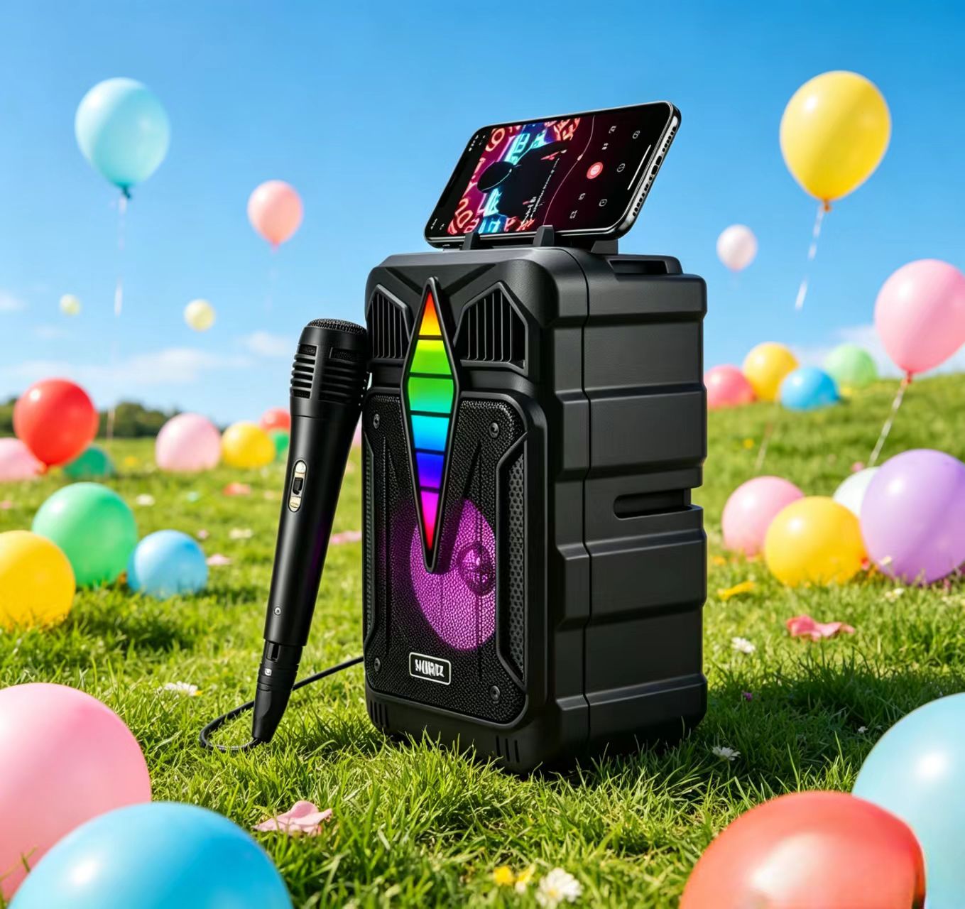 Portable Bluetooth Speaker with Microphone RGB Lights
