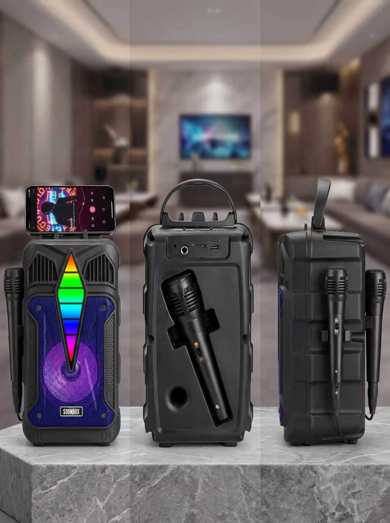 Portable Bluetooth Speaker with Microphone RGB Lights