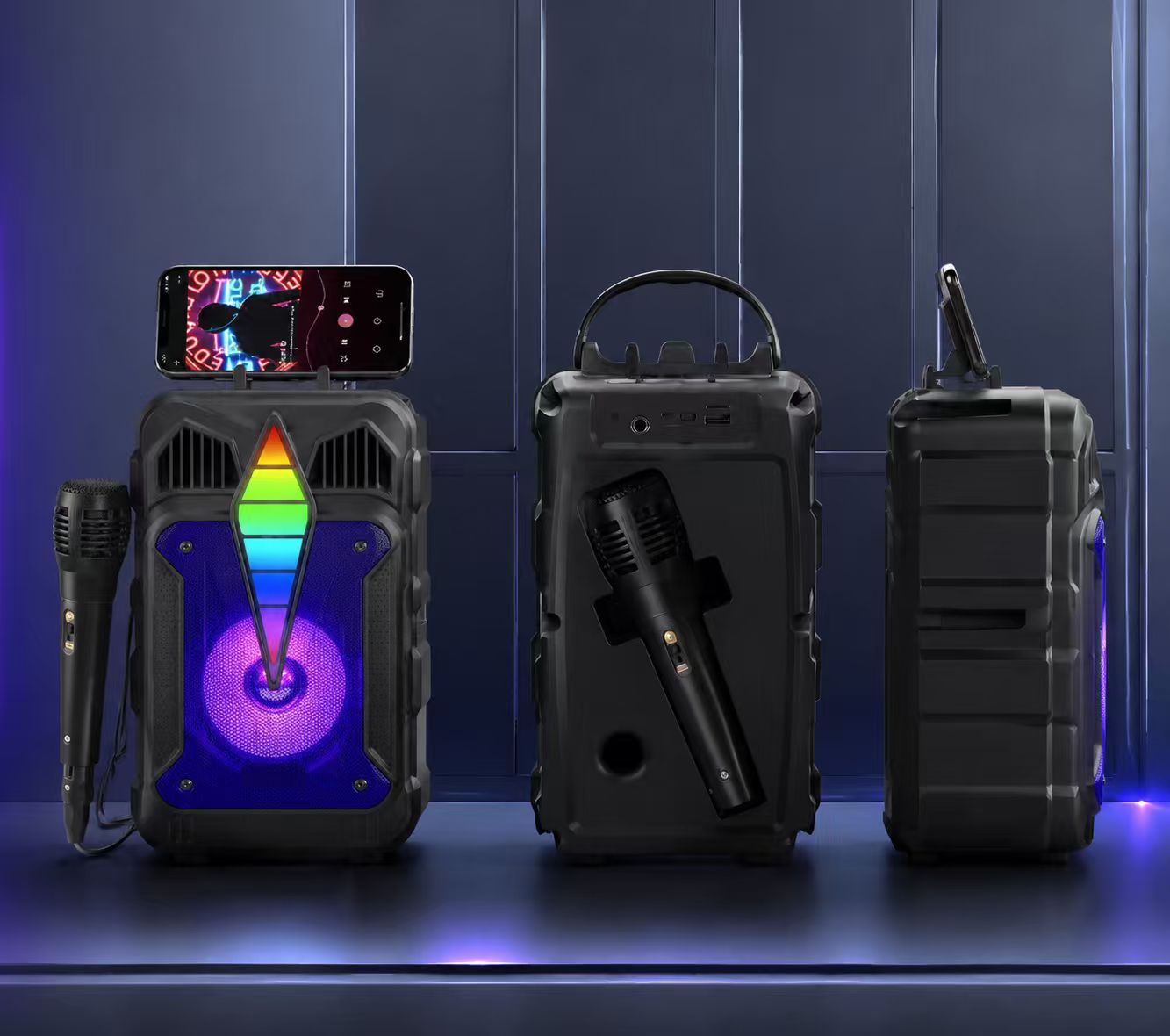 Portable Bluetooth Speaker with Microphone RGB Lights