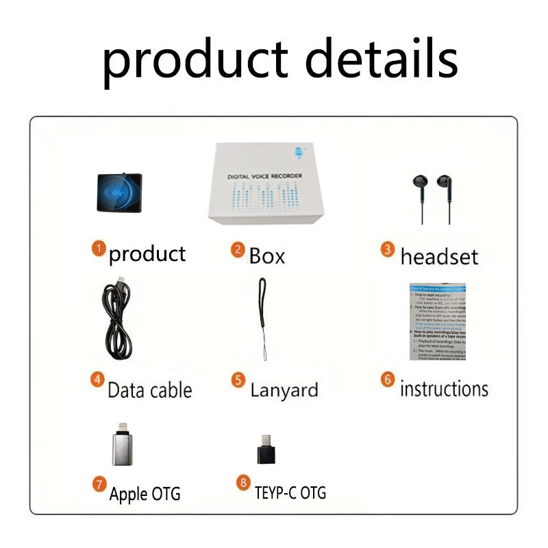 Voice Activated Recorder with Built-in Speaker-One-Button Control-Magnetic-Data Backup