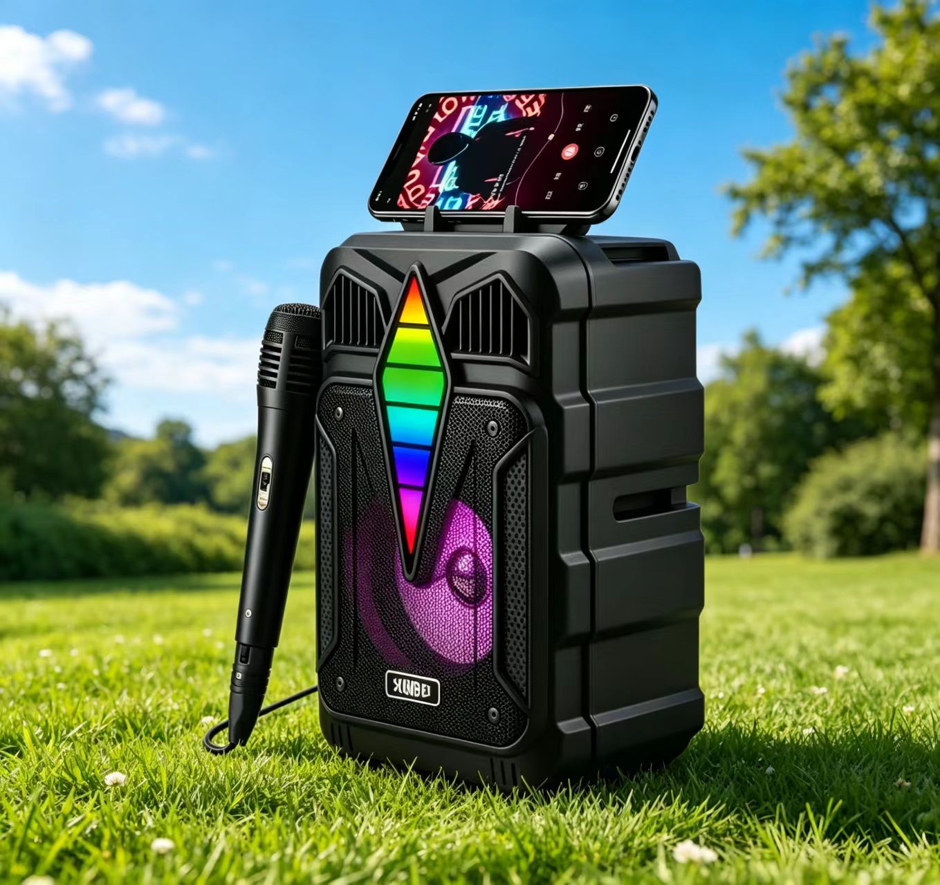 Portable Bluetooth Speaker with Microphone RGB Lights