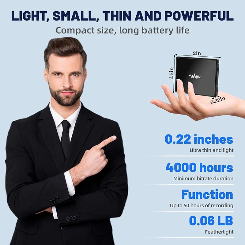 Voice Activated Recorder with Built-in Speaker-One-Button Control-Magnetic-Data Backup