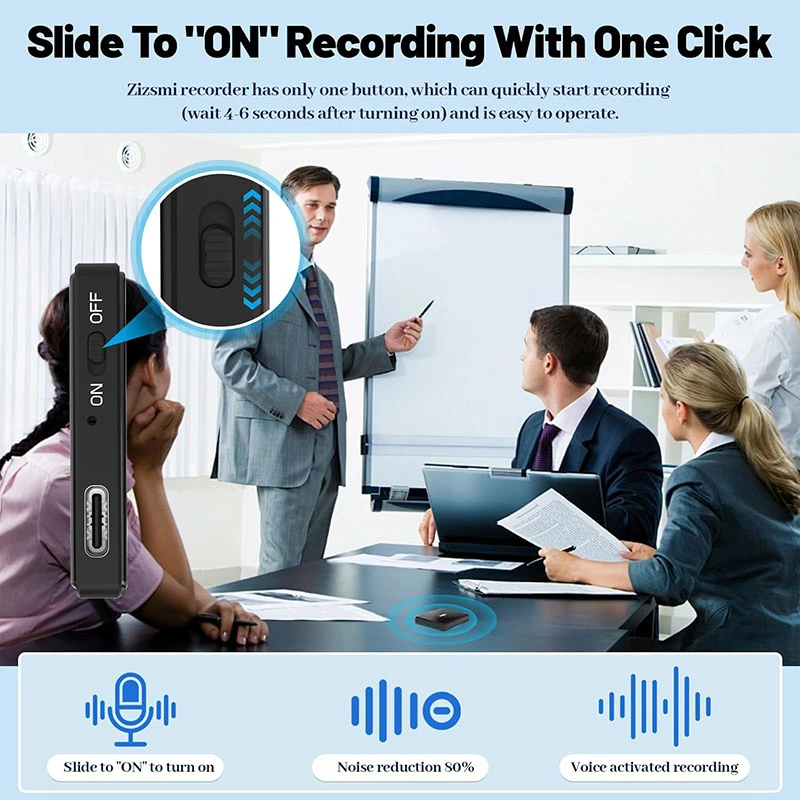 Voice Activated Recorder with Built-in Speaker-One-Button Control-Magnetic-Data Backup