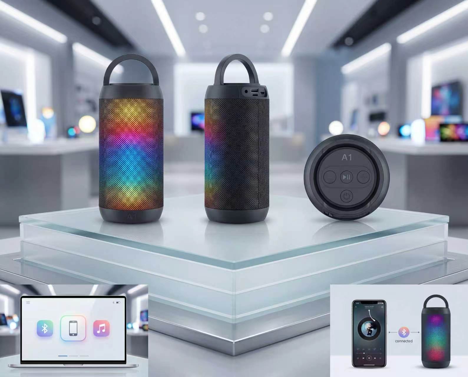 LED Color Light Bluetooth Speaker - Portable Wireless Audio