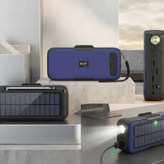 Solar Bluetooth Speaker with Flashlight and USB Charging