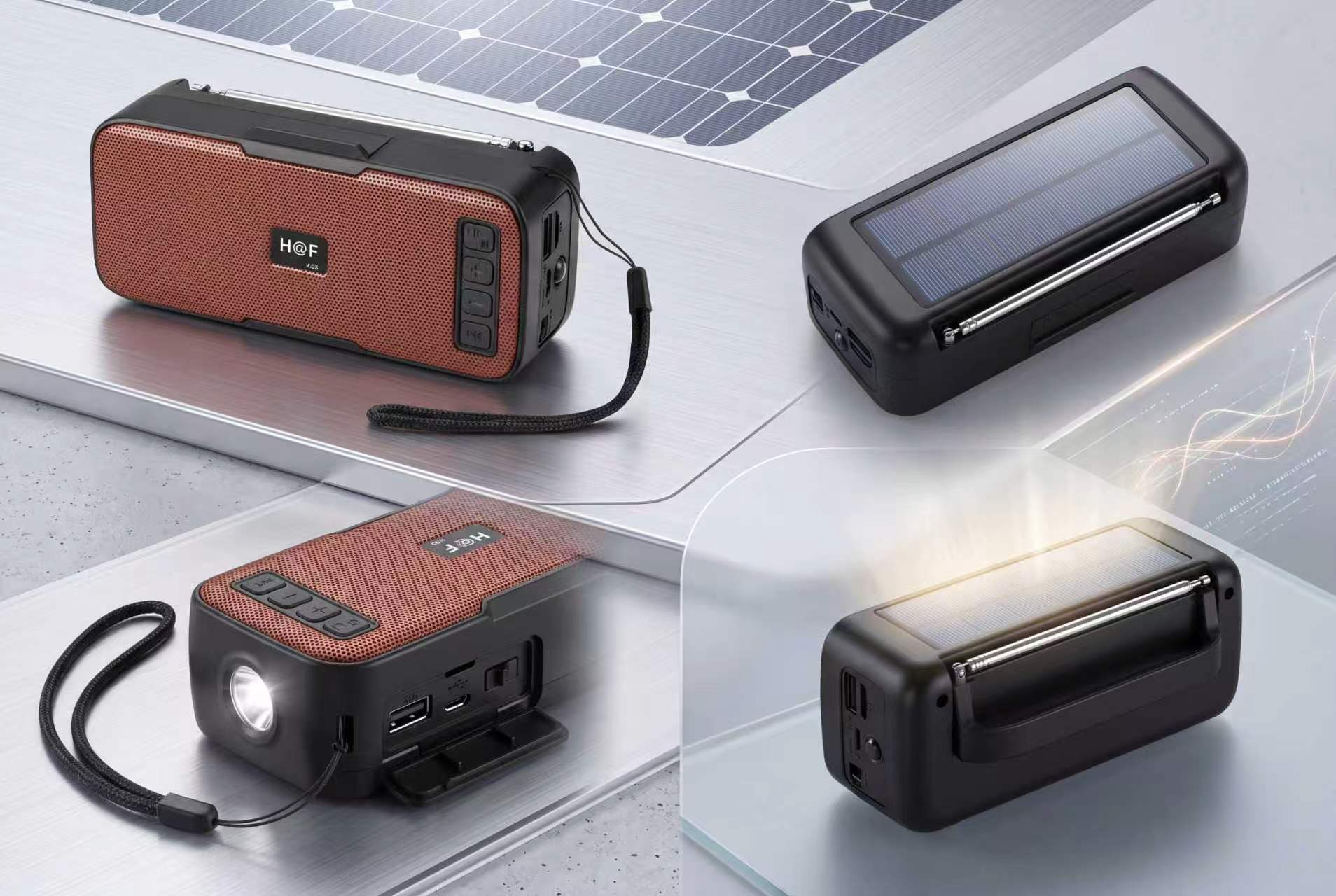 Solar Bluetooth Speaker with Flashlight and USB Charging