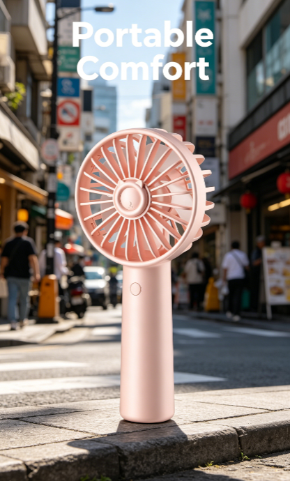 Portable Handheld Electric Fan-3 Speeds USB Rechargeable Mini Fan for Eyelash Makeup-Travel-Outdoor Use