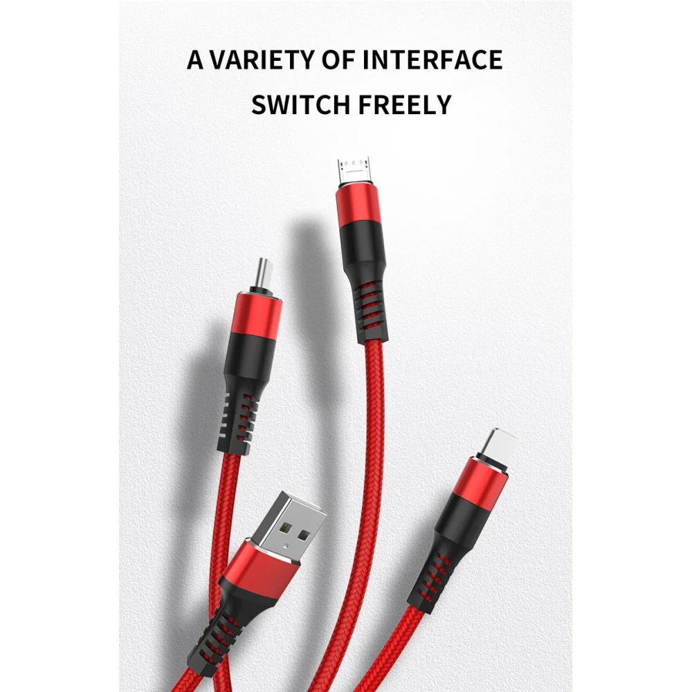 3in1-Nylon-Strong-2.4A-3FT-multi charging cable-USB-charge-only-NoData-Fast