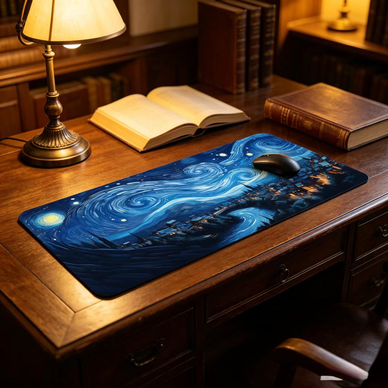 2pc-Night-Starry-Sky-Space-Galaxy-gaming-mousepad-XL-35.4x15.7in-Soft-Rubber