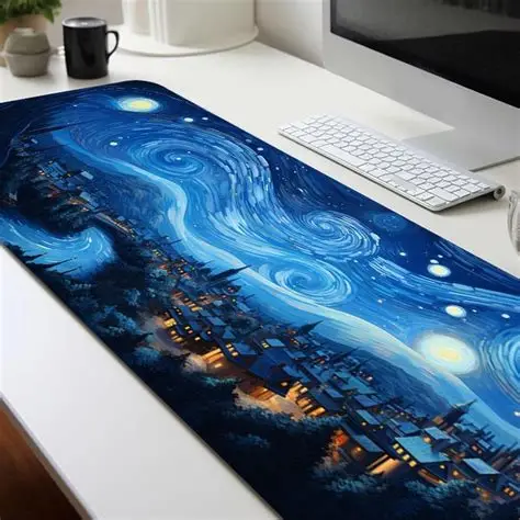2pc-Night-Starry-Sky-Space-Galaxy-gaming-mousepad-XL-35.4x15.7in-Soft-Rubber