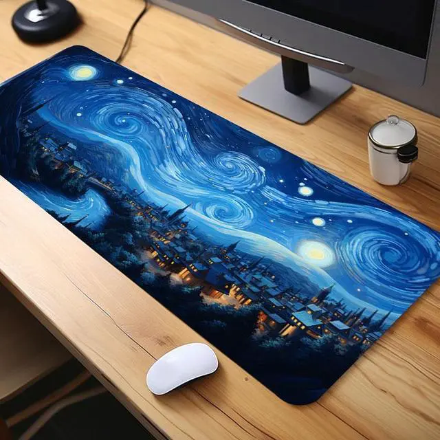 2pc-Night-Starry-Sky-Space-Galaxy-gaming-mousepad-XL-35.4x15.7in-Soft-Rubber