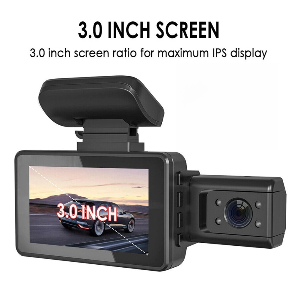3-Inch Dual Lens Car Dash Cam-Front  Inside Recording-Night Vision-G-Sensor Vehicle Dash Camera