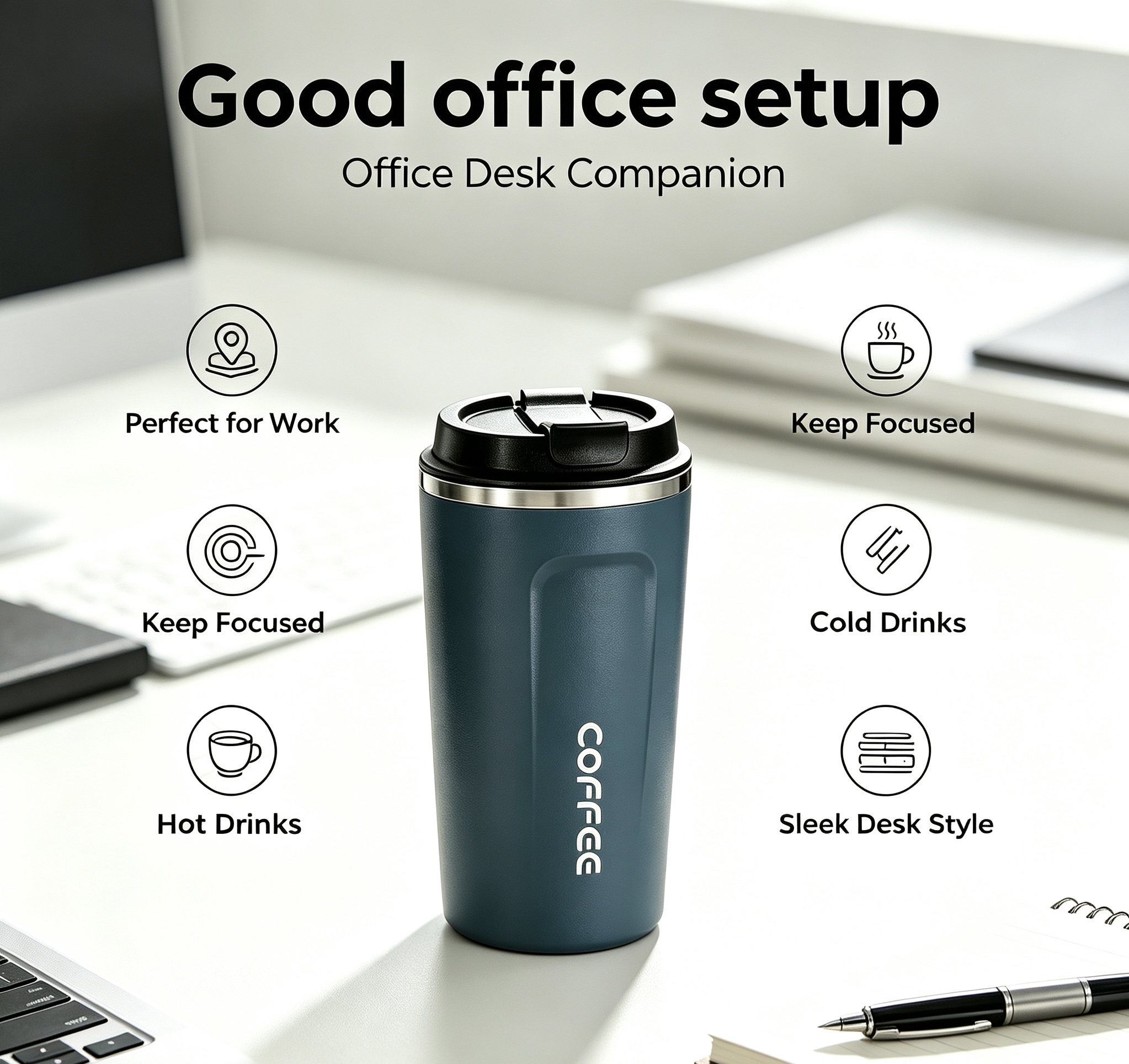13oz 304 Stainless Steel Tumbler-Insulated Coffee Mug-12H Hot 24H Cold-5 Colors