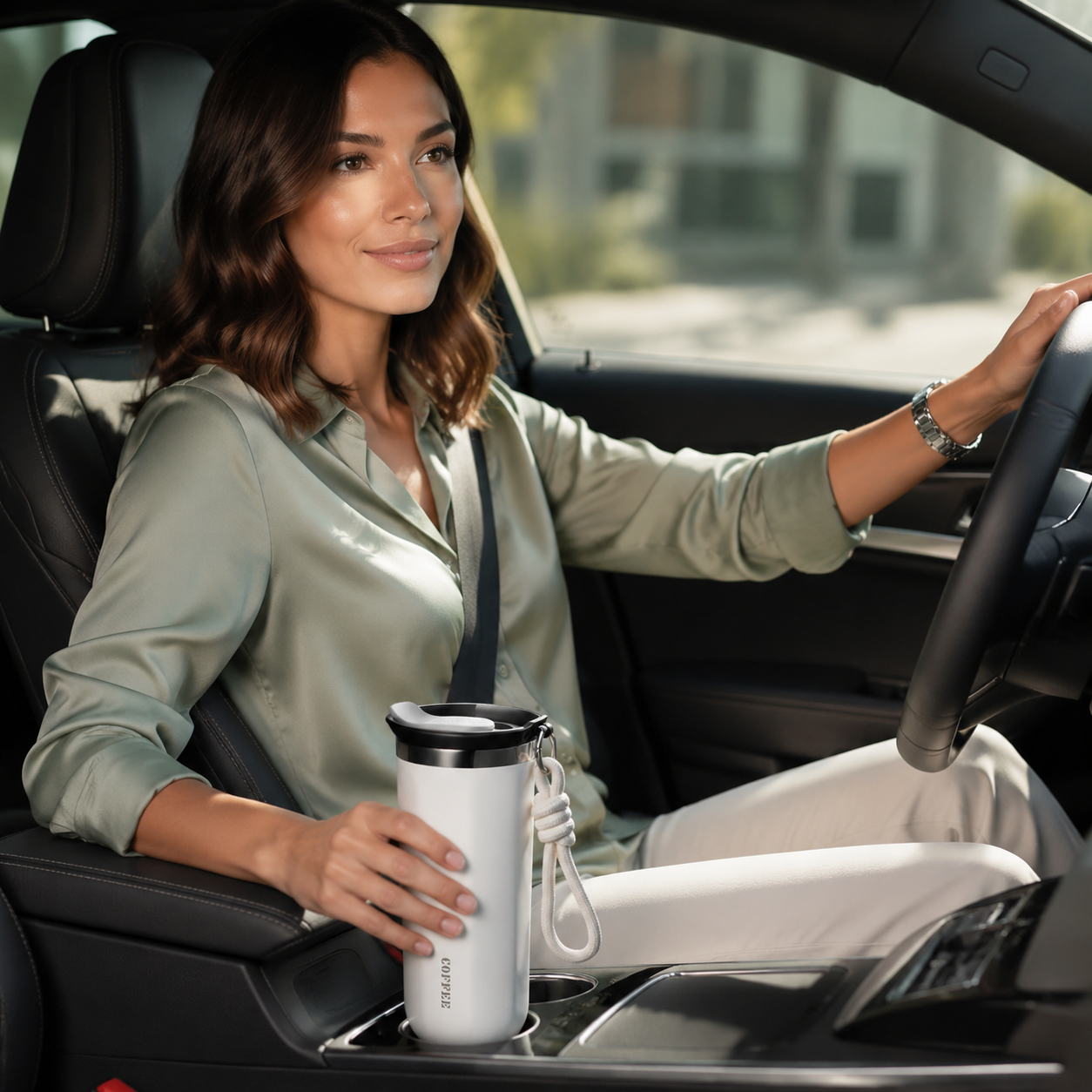 Stainless steel coffee mug-Portable Stainless steel tumbler Vacuum Insulated Travel Cup for Car Office 12oz/17oz