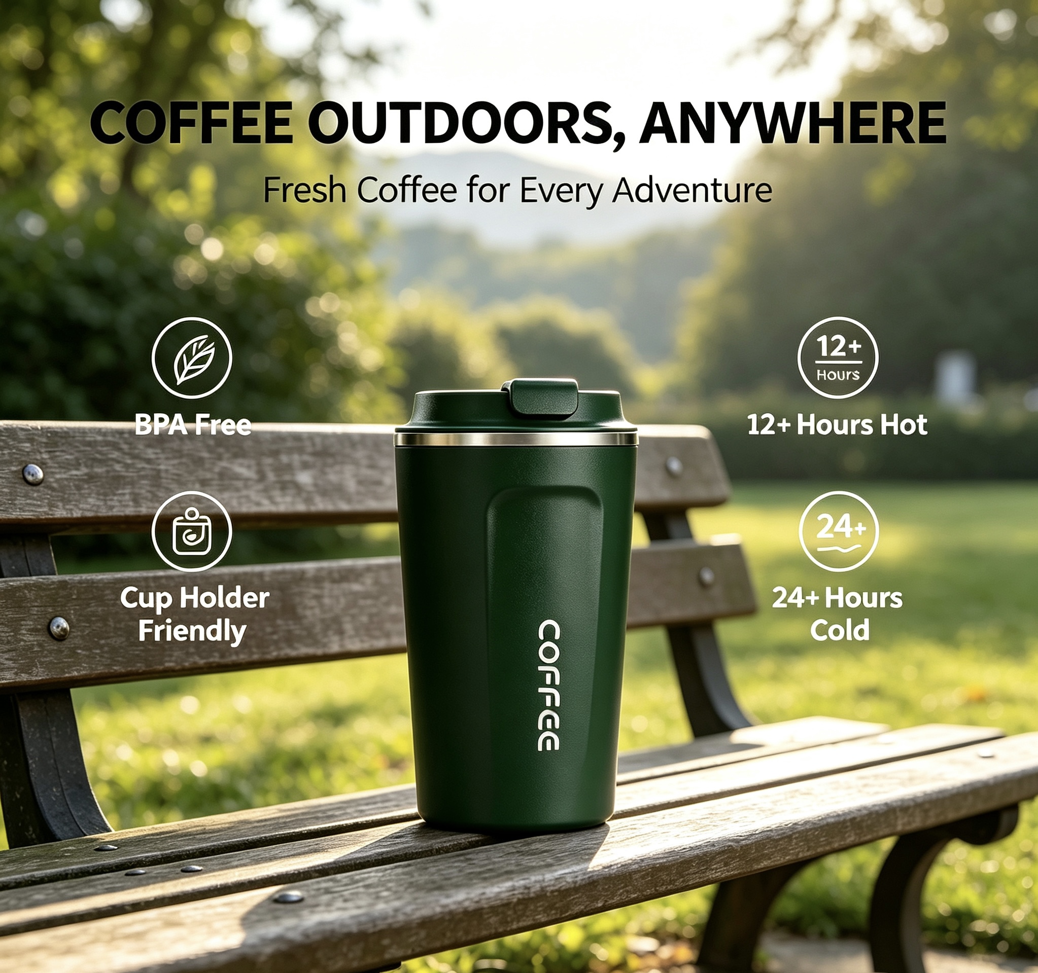 13oz 304 Stainless Steel Tumbler-Insulated Coffee Mug-12H Hot 24H Cold-5 Colors