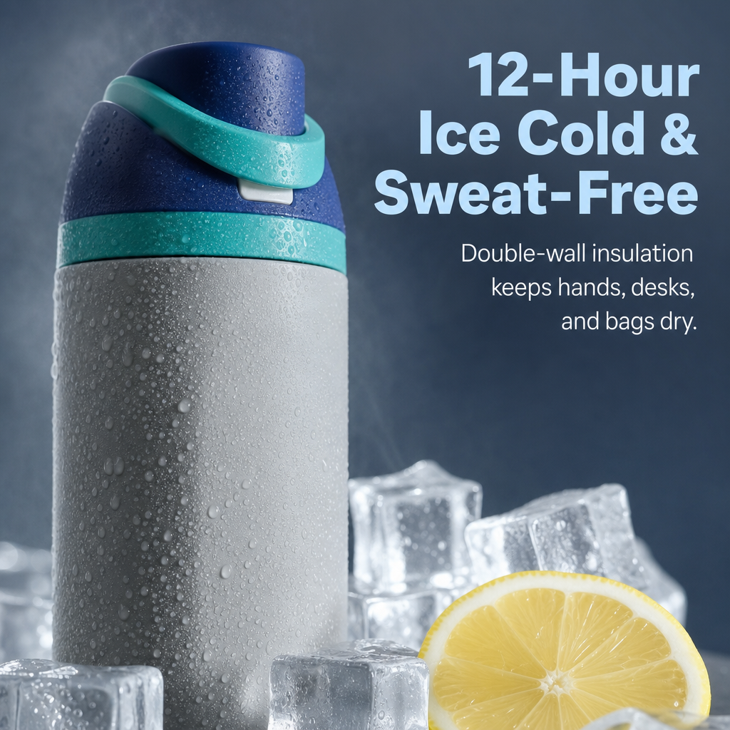 Insulated Tumbler‑480ml Large Capacity Steel Bottle for Outdoor Sports Iced Coffee
