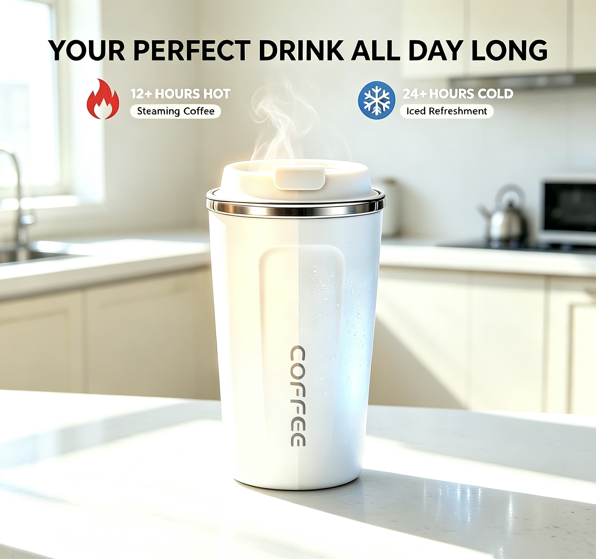 13oz 304 Stainless Steel Tumbler-Insulated Coffee Mug-12H Hot 24H Cold-5 Colors