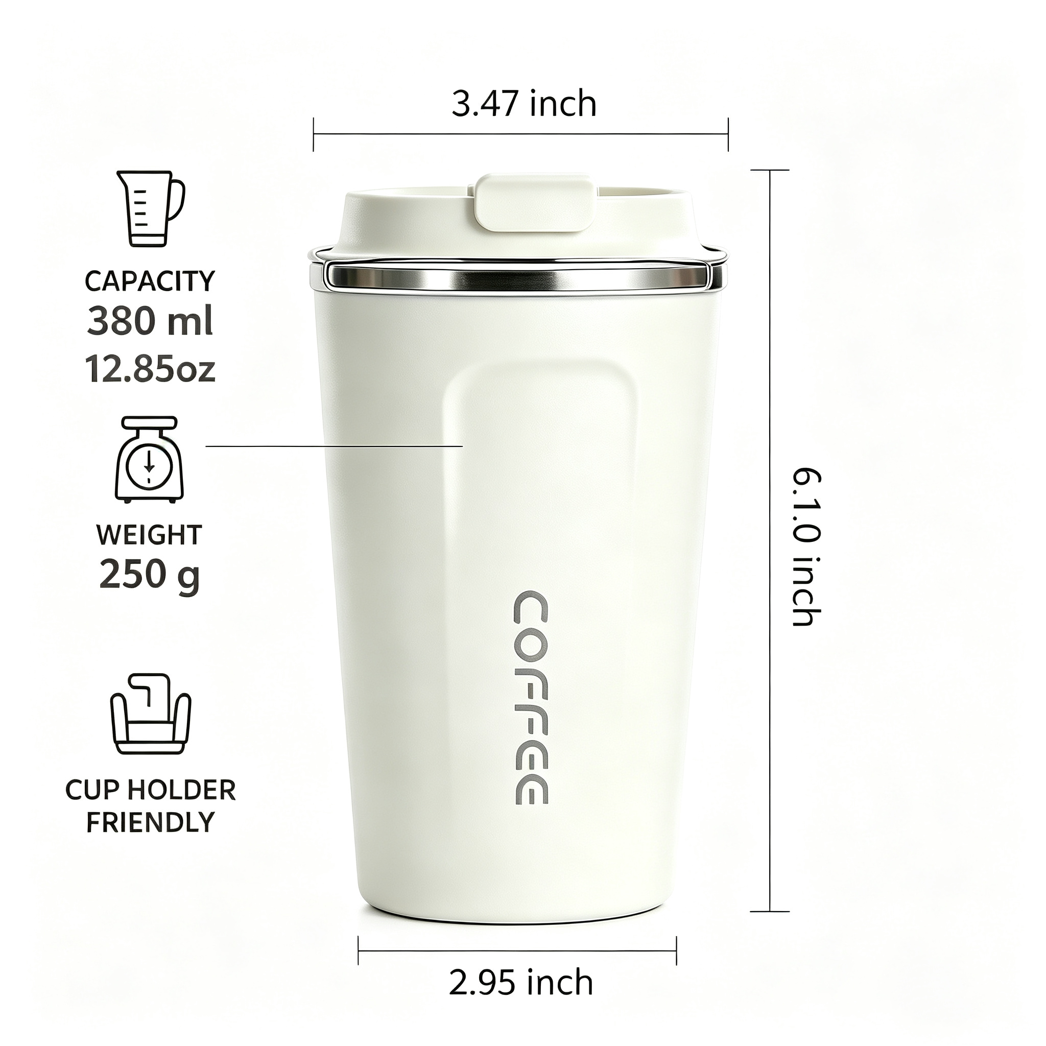 13oz 304 Stainless Steel Tumbler-Insulated Coffee Mug-12H Hot 24H Cold-5 Colors