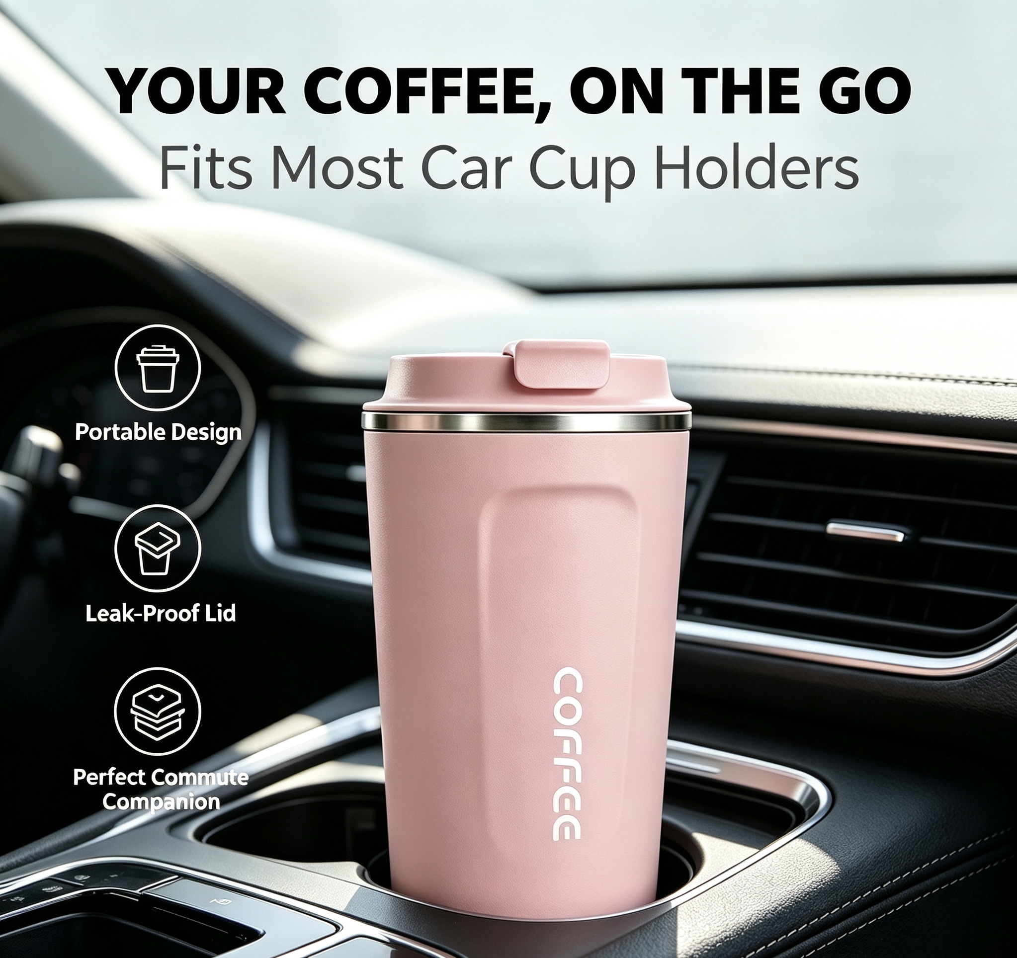 13oz 304 Stainless Steel Tumbler-Insulated Coffee Mug-12H Hot 24H Cold-5 Colors
