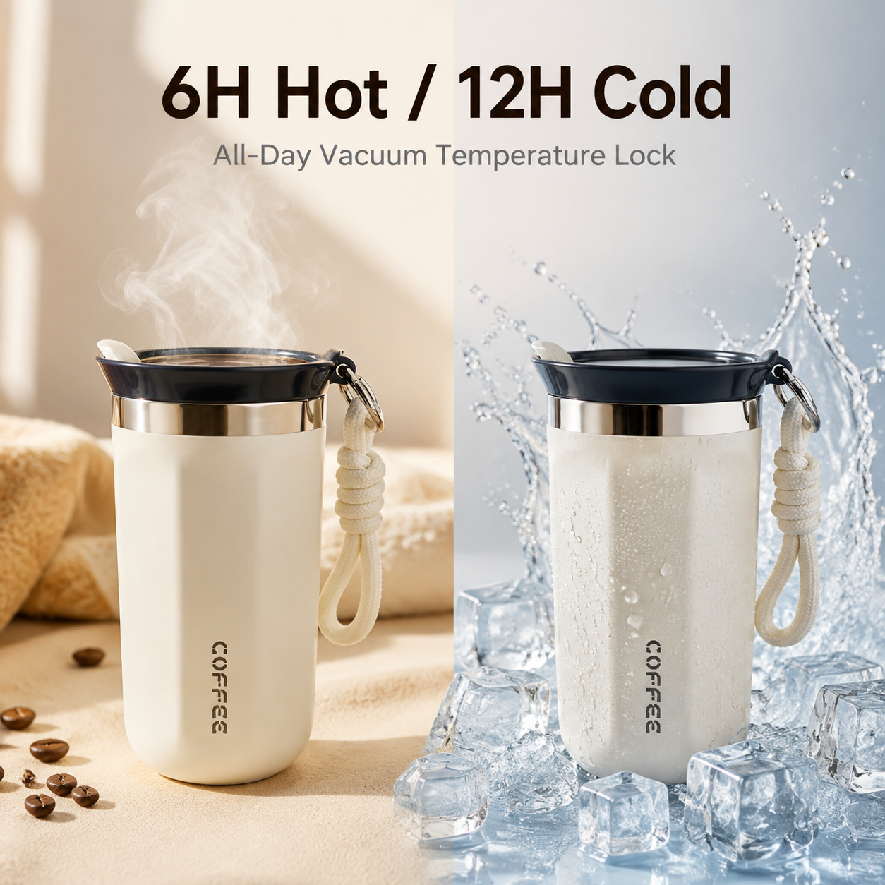 Stainless steel coffee mug-Portable Stainless steel tumbler Vacuum Insulated Travel Cup for Car Office 12oz/17oz